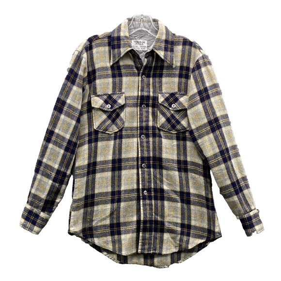 VTG Timberline Wool Blend Flannel Shirt Mens Small Plaid Workwear Gorpcore Cabin - Picture 1 of 13